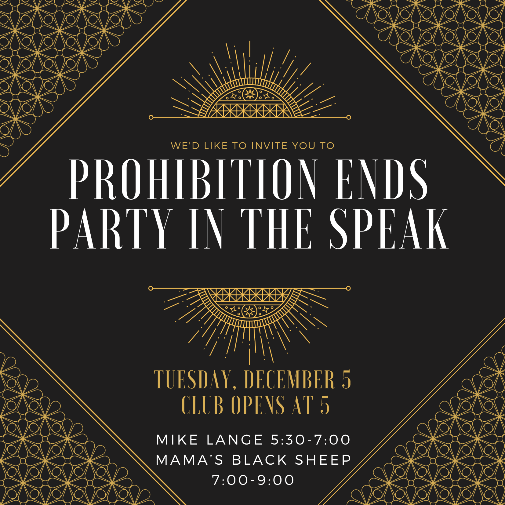 Prohibition Ends Party in the Speak
